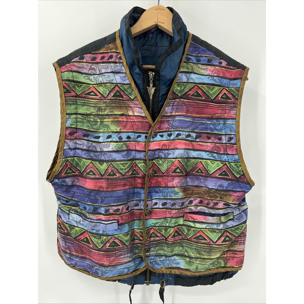 Colorful Patterned Quilted Vest - Multicolor